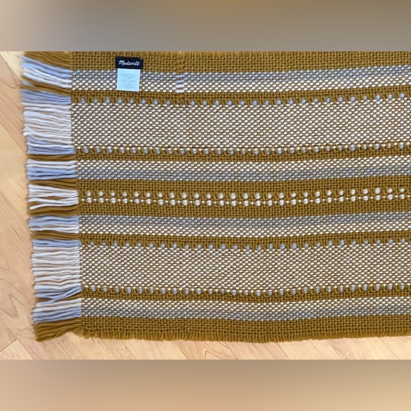 🌽 Chunky Weave Fringe Scarf |Goldenrod & Cream with Blue by Madewell - Picture 11 of 17